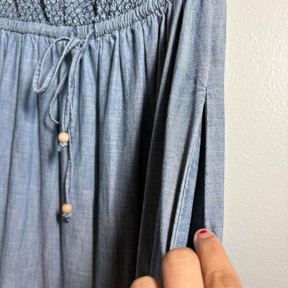 Daughters of Liberation Size Sm Denim Tiered Flowy‎ Dress Smoked Sleeveless Boho - Picture 3 of 8